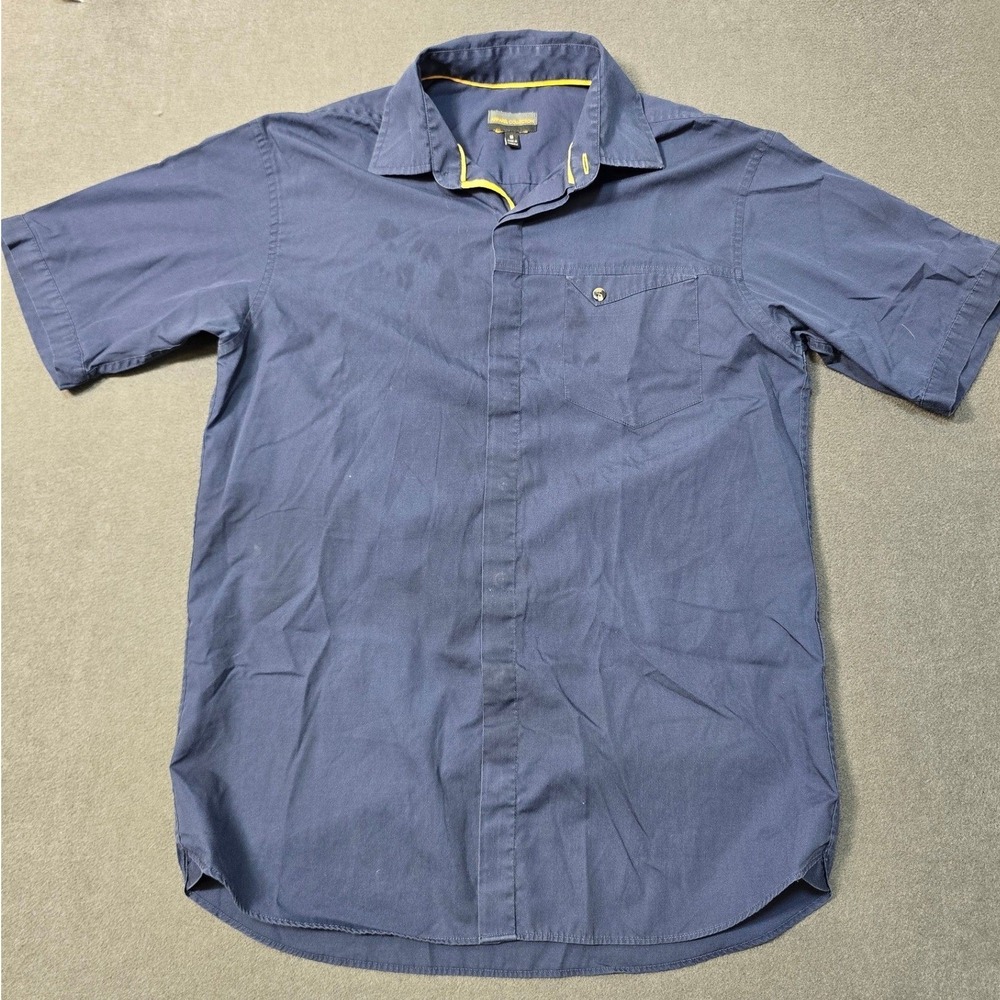 Apparel Collection Mens Navy Blue Short Sleeve Button Down Mcdonalds Shirt MED